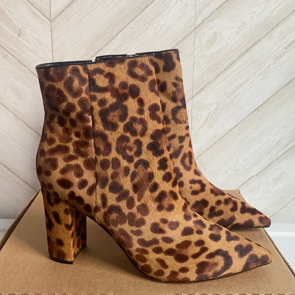 Marc Fisher Leopard Print Ankle Boots - Brown/Tan